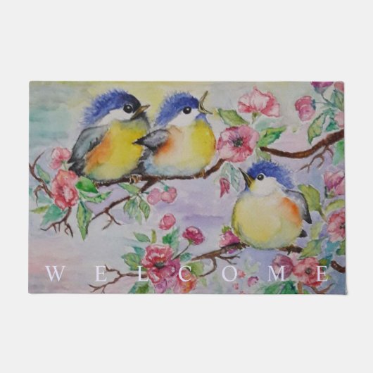 Niedlich Bird Doormat Schöne Sparrows Fußmatte (Vorderseite)