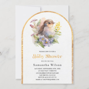 Niedlich Bird Floral Spring Baby Dusche Einladung