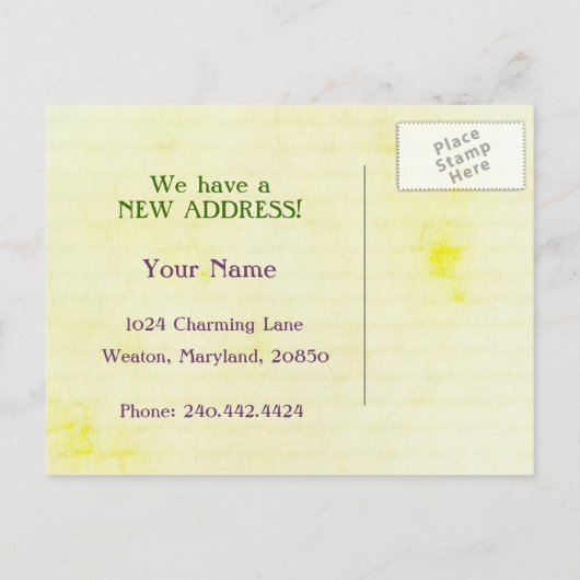 Niedlich Bird House Neue Zuhause Ankündigungspostkarte (Rückseite)