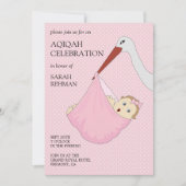 Niedlich Bird Pink Baby Girl Aqiqah Einladung (Vorderseite)