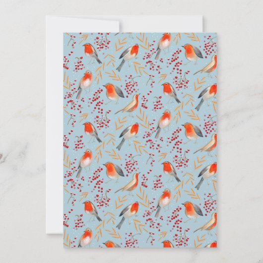 Niedlich Bird Red Robin Blue Christmas Family Part Einladung (Rückseite)