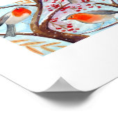 Niedlich Bird Red Robin Blue Christmas Family Poster (Ecke)