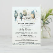 Niedlich Bird Song Artistic Baby Dusche Einladung (Stehend Vorderseite)