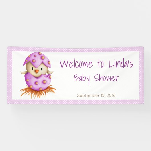 Niedlich Bird Welcome Girl Baby Dusche Banner (Horizontal)