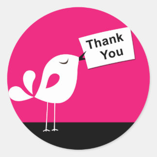 Niedlich Birdy Dankeschön Sticker (Fuschia)
