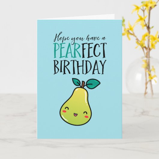 Niedlich Birne Frucht Pun Funny Pearfect Geburtsta Karte (Gelbe Blume)