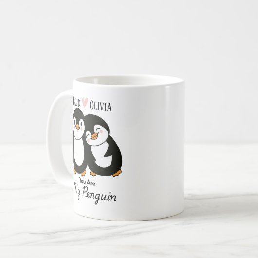 Niedlich bist du meine Penguin Personalisierten Pa Kaffeetasse (Vorderseite Links)
