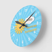 Niedlich bist du meine Sonnenschein-Kinderzimmer-D Runde Wanduhr (Winkel)