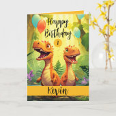 Niedlich Black and Orange Trex Ballon 1. Geburtsta Karte (Gelbe Blume)