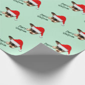 Niedlich Black and Tan Chihuahua Puppy mit Weihnac Geschenkpapier (Ecke)