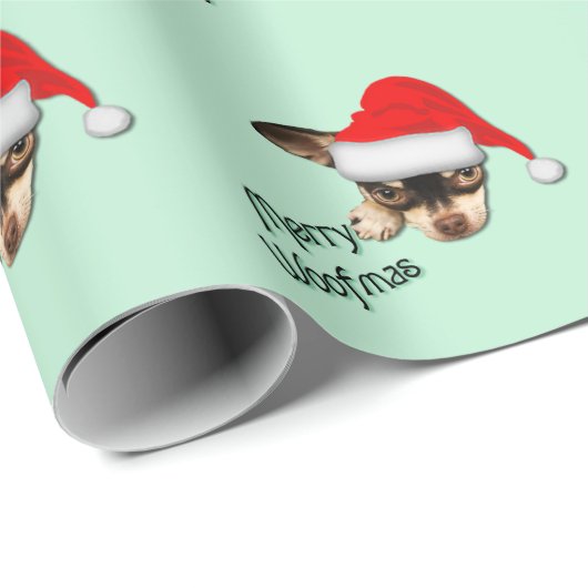 Niedlich Black and Tan Chihuahua Puppy mit Weihnac Geschenkpapier (Rolleneckpunkt)