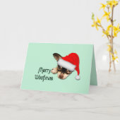 Niedlich Black and Tan Chihuahua Puppy mit Weihnac Karte (Gelbe Blume)