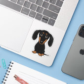 Niedlich Black and Tan Dackel Cartoon Dog Aufkleber (Laptop mit iPhone)