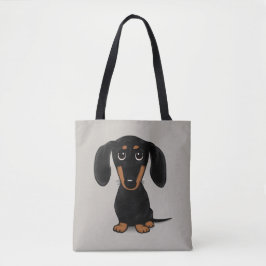Niedlich Black and Tan Dackel Dackel Hund Cartoon Tasche