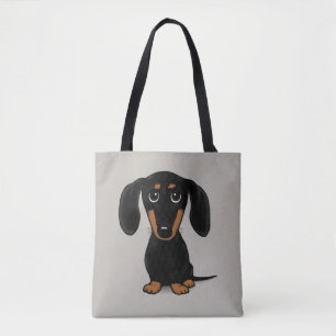 Niedlich Black and Tan Dackel Dackel Hund Cartoon Tasche