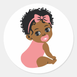 Niedlich Black Baby Girl in Romper Sticker