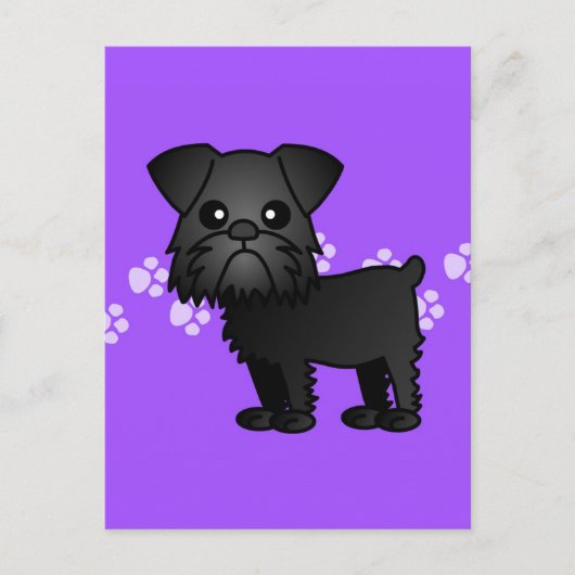 Niedlich Black Brussels Griffon Cartoon Postkarte (Vorderseite)