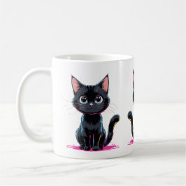 Niedlich Black Cat Anime Illustration Spielerische Kaffeetasse