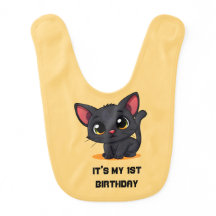 Niedlich Black Cat Birthday Baby Bib