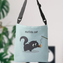 Niedlich Black Cat Blue Crossbody Bag