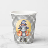 Niedlich Black Cat BOO Halloween Pappbecher (Vorderseite)