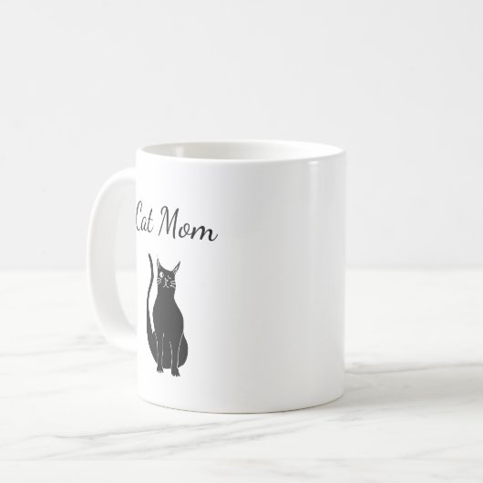 Niedlich Black Cat Cartoon Winking Kitty Kaffeetasse (Vorderseite Links)