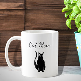 Niedlich Black Cat Cartoon Winking Kitty Kaffeetasse