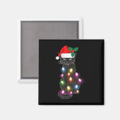 Niedlich Black Cat Christmas Light Fun Cat Lover C Magnet (Vorderseite/Rückseite)