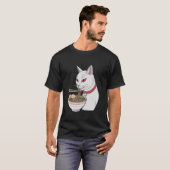 Niedlich Black Cat Eating Ramen Japanisch Ästhetik T-Shirt (Vorne ganz)