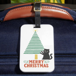 Niedlich Black Cat Frohe Weihnachtsbaum Urlaub Gepäckanhänger