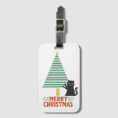 Niedlich Black Cat Frohe Weihnachtsbaum Urlaub Gepäckanhänger (Vorderseite Vertikal)