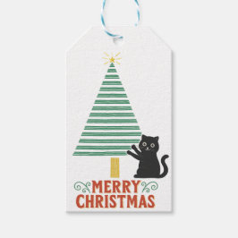 Niedlich Black Cat Frohe Weihnachtsbaum Urlaub Geschenkanhänger