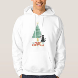 Niedlich Black Cat Frohe Weihnachtsbaum Urlaub Hoodie