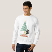 Niedlich Black Cat Frohe Weihnachtsbaum Urlaub Sweatshirt (Vorne ganz)