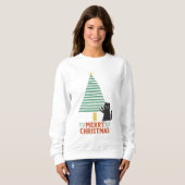 Niedlich Black Cat Frohe Weihnachtsbaum Urlaub Sweatshirt (Vorne ganz)