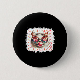 Niedlich Black Cat Funny Meowy Weihnachtslicht Wei Button