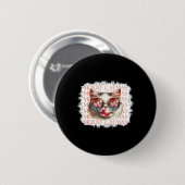 Niedlich Black Cat Funny Meowy Weihnachtslicht Wei Button (Vorne & Hinten)