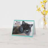 Niedlich Black Cat Geburtstag Karte (Gelbe Blume)