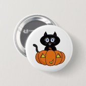 Niedlich Black Cat Halloween Button (Vorne & Hinten)