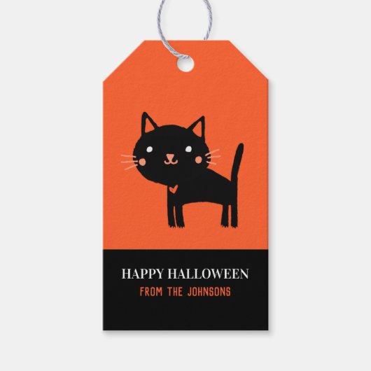 Niedlich Black Cat Halloween Geschenkanhänger (Vorderseite)