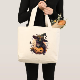 Niedlich Black Cat Halloween Jumbo Stoffbeutel
