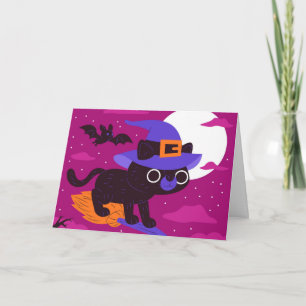 Niedlich Black Cat Halloween Karte