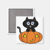 Niedlich Black Cat Halloween Magnet (Vorderseite/Rückseite)