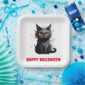 Niedlich Black Cat Halloween Pappteller (Party)