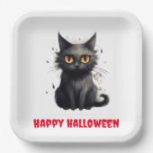 Niedlich Black Cat Halloween Pappteller (Vorderseite)
