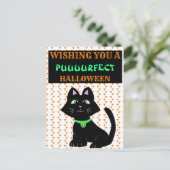 Niedlich Black Cat Happy Halloween Postkarte (Stehend Vorderseite)