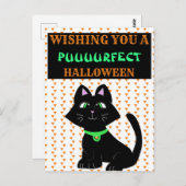 Niedlich Black Cat Happy Halloween Postkarte (Vorne/Hinten)