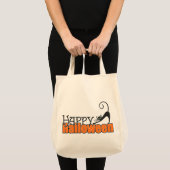 Niedlich Black Cat Happy Halloween Tragetasche (Vorderseite (Produkt))
