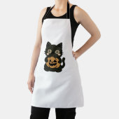 Niedlich Black Cat Holding Kürbislaterne Pumpkin - Schürze (InSitu)