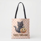 Niedlich Black Cat & Jack-O' Lantern Happy Hallowe Tasche (Vorderseite)